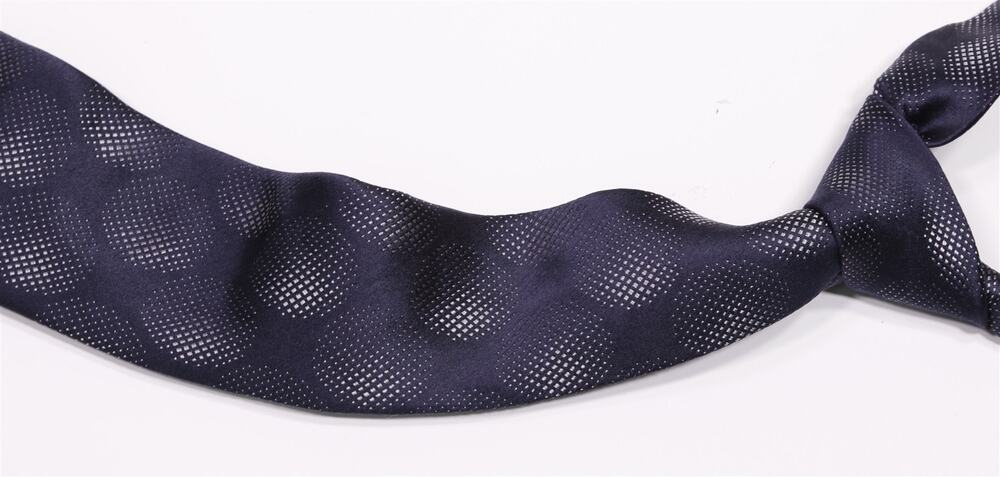Giorgio Armani White Label Navy Blue Gray Circles Silk Necktie Tie Mens